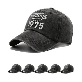 Joligiao 100% Cotton Baseball Cap for Unisex Vintage Summer Lightweight Cap Adjustable Sun Hat 1945/1955/1965/1975/1985/1995 Birthday Gifts for Men/Women(Black-50th)