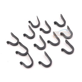 Single Prong Wrought Iron Hooks, Vintage Hand Forged Iron Classic Hook Set – Rustic Curved Metal Fasteners – Decorative Colonial Wall Décor by The Metal Magician (Set of 12 Nail Hook 1")