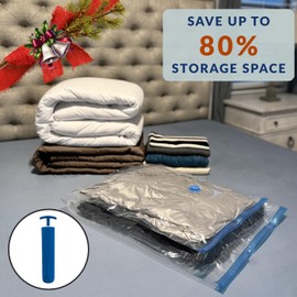 Nellivia 10 XL Jumbo Vacuum Storage Bags with Pump, Extra Large Compression Space Saver for Comforter, Duvet, Bedding, Blanket Storage, Vacuum Seal Bags for Clothing, Luggage Closet Organizer
