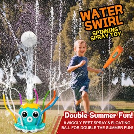 Helicopter Water Sprinkler for Kids, Spinning Outdoor Lawn Toy for Summer Fun, Backyard, Pool, Garden & Birthday Party Play, Ages 3-12, Easy Setup Water-Powered Sprinkler