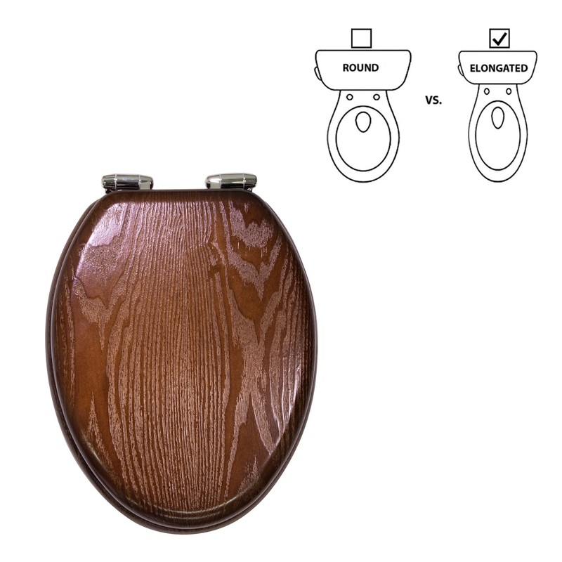 Dalton Wooden Elongated Soft Close Toilet Seat, Java Brown, Quick
