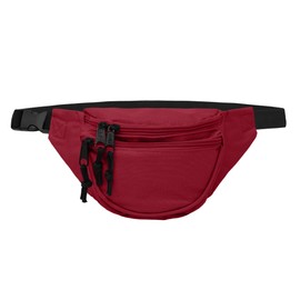 DALIX Fanny Pack w/ 3 Pockets Traveling Concealment Pouch Airport Money Bag (Maroon)