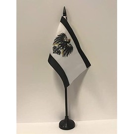 AZ FLAG - Table Flag Kingdom of Prussia 1701-1918 - 15 x 10 cm - Prussia Small Table Flag 100% Polyester - Office Flag with 25 cm Black Plastic Pole and Base