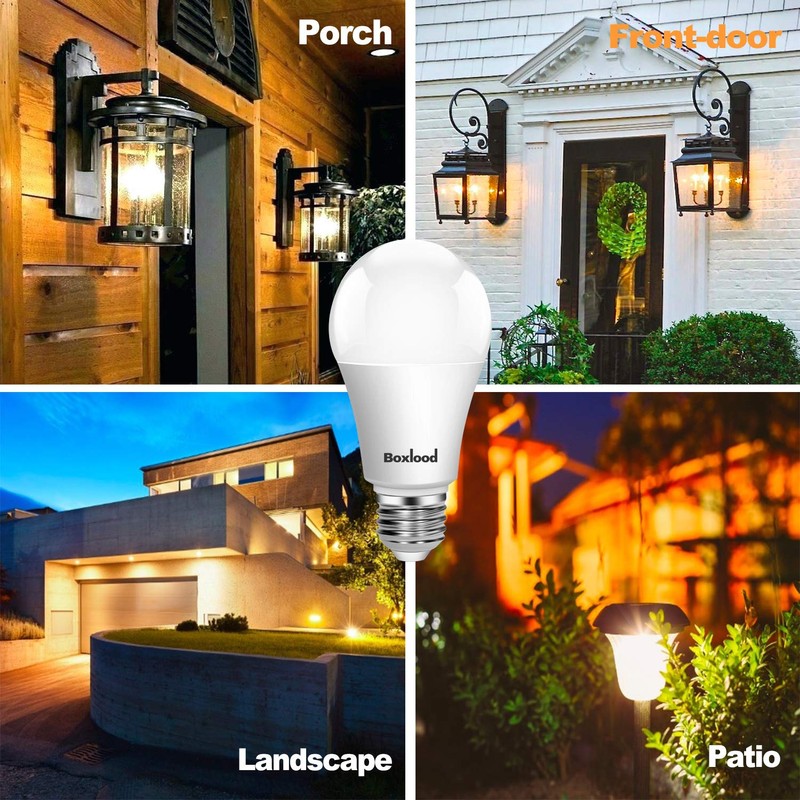Boxlood Dusk to Dawn LED Light Bulbs, Built in Light