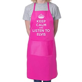 Keep Calm And Listen To Elvis BBQ Cooking Funny Novelty Apron Pink