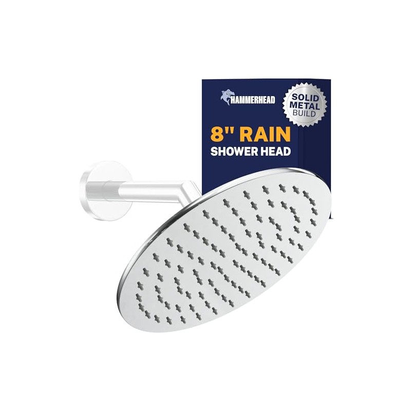 HammerHead Showers® Solid Metal 8 Inch Rainfall Shower Head –