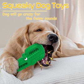 Zimtty Squeaky Dog Toys, Indestructible Durable Chew Toys for Aggressive Chewers, Tough Alligator Rubber Super Chewer Dog Toys