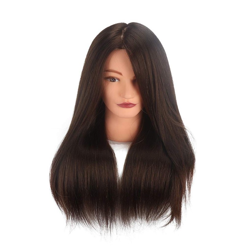 18" Brown 100% Human Hair Training Head