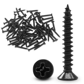 Jersvimc #6 x 1 Black Wood Screws - 120Pcs Oxide Coated Flat Head Screws, Stainless Steel 18-8 Black Screws Phillips Head Scrws for Wood Drywall Plastic Metal