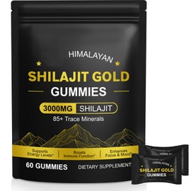 Shilajit Gummies for Men & Women, Pure & Natural Himalayan Gold Shilajit Gummy Rich in Ashwagandha, Gokshura, Energy Boost & Immune Support- Gluten Free 60 Gummies
