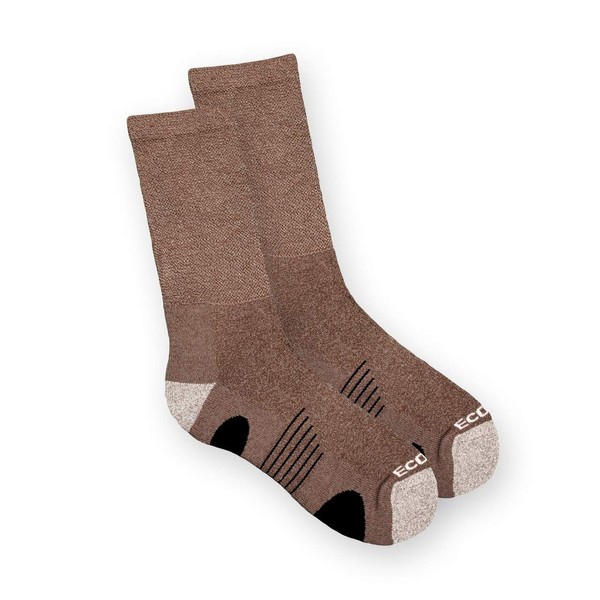 Ecosox Diabetic Bamboo Hiking Socks - 3 Pair Pack Non-Binding Socks (Brown, Large)