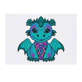 'Cute Dragon' Temporary Tattoo - Water Resistant, Skin-Safe, Non-Toxic Transfer (TO00083411)