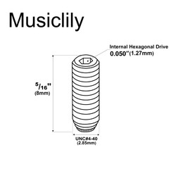 Musiclily Pro 4-40X5/16 Inch Size Stainless Steel Countersunk Hexagon Socket Tightening Screws for PRS Style Push-in Tremolo Arm (Set of 2)
