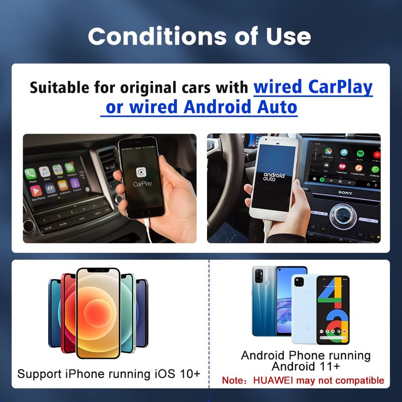 Carlinkit 5.0 Android Auto & Wireless CarPlay Adapter,Plug & Plug,
