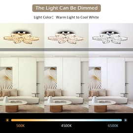 CLAIRDAI 20" Dimmable Modern Crystal Chandelier Flower Led Ceiling Light K9 Crystal Pendant Light Chandelier Led Acrylic Crystal Ceiling Light for Bedroom Living Room Dining Room