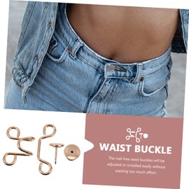 DOITOOL 8 Sets Waist-Closing Jeans Buttons Extenders Buckles Waist Buckle Jean Waist Tightener Adjustable Pants Trouser Button Copper
