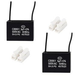 CompStudio 1PC 500V 5UF CBB61 Terminal Ceiling Fan Motor Running Rectangle Capacitor 2 Wires
