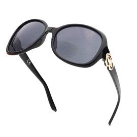 ESAVIA Trendy Bifocal Sunglasses Reading Glasses for Women Oversized Wrap-around Sun Readers UV400 Protection 1.0 1.5 2.0 2.5 3.0 (Black, 3.0, diopters)