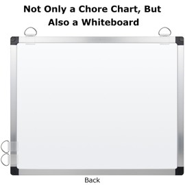EAONE 16 x 12.6 in Magnetic Dry Erase Chore Chart & Whiteboard for Multiple Kids/Teens/Adults, Double Sided Chore Board Weekly Calendar for Wall, Aluminum Frame, 8 Markers, 4 Magnetic Pins, 1 Eraser