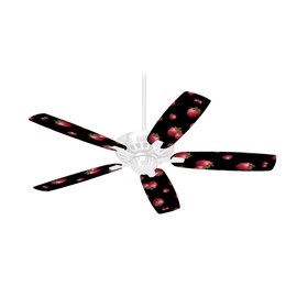 Strawberries on Black - Ceiling Fan Skin Kit fits most 42 inch fans (FAN and BLADES SOLD SEPARATELY)