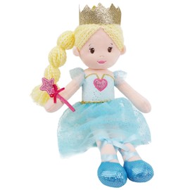 June Garden 12" Soft Baby Princess Doll Lila - Stuffed Cuddly Princess Plush Gifts for Toddler Girls - Blue Dress