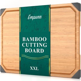 Bamboo Cutting Board, Empune 20" Wood Cutting Boards for Kitchen with Non-slip Rubber Feet Wooden Chopping Board for Meat and Vegetables, XXL
