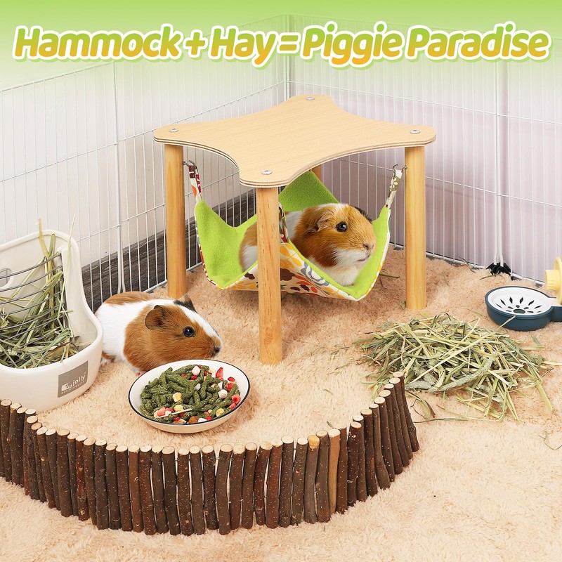 Guinea Pigs Hammock with Natural Wooden Stand - Hanging Hammock