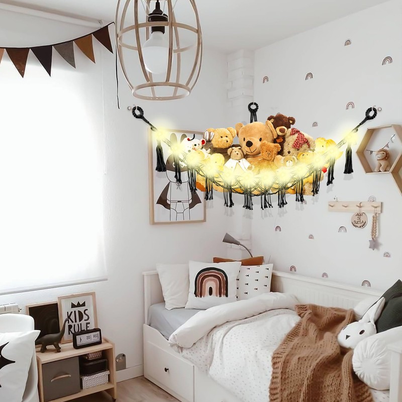 CERETIA Stuffed Animal Hammock with LED Light, 2 Pack Toy
