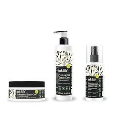 Pack Tattoo Care Rutina Diaria, Hidratación y Protección para Piel Tatuada, Crema 250 ml Mantequilla 150 ml Abrillantador 120 ml