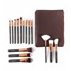 15 Piezas de Brochas con Bolsa Cosmética para Maquillaje (Cafe-Golden)