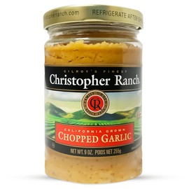 Christopher Ranch Chopped Garlic in Olive Oil | California-Grown Fresh Garlic | Ready-to-Use, Premium Quality, Gluten-Free | Vegan-Friendly | Pantry Essential | 9 Oz / 255g Jar (Pack of 1)
