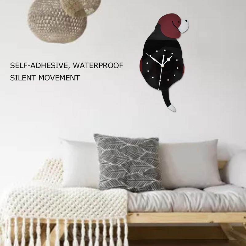 Wall Clock Swing Dog DIY Simple Fashion Silent Frameless Wall