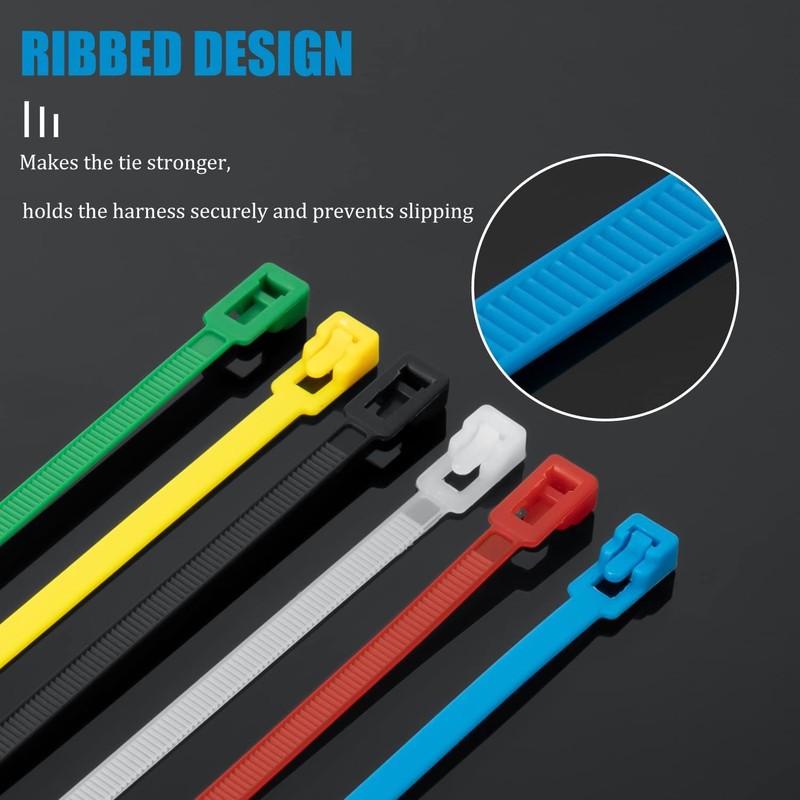 XINGO 100PCS 18 inch Releasable Cable Zip Ties Adjustable Wire