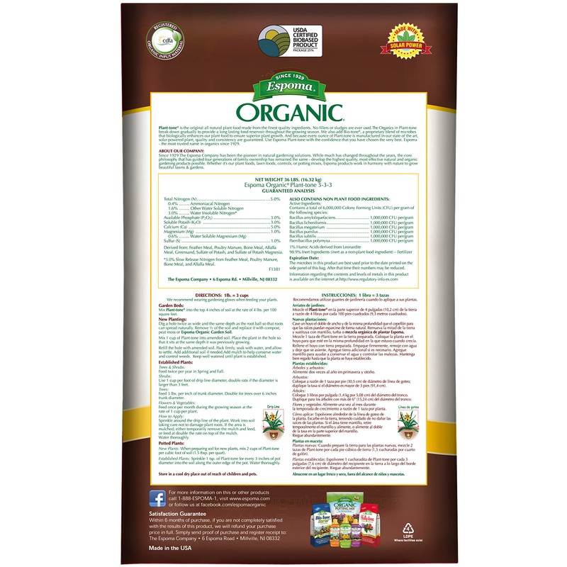Espoma Organic Plant-Tone 5-3-3 Natural & Organic All Purpose Plant