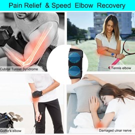 SDELIKIO Elbow Brace for Cubital Tunnel with 4pcs Ice Pack for Women and Men, Ulnar Nerve Entrapment Brace, Adjustable Elbow Night Splint for Sleeping Comfortable Stabilizer Support for Tendonitis,Ulnar Nerve,Bursitis, Sprains, Strain, Arthritis(Onesize)