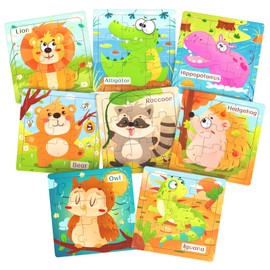 Zeoddler Zeoddler Wooden Puzzles for Toddlers, 8 Pack Animal Jigsaw Puzzles for Kids3-5, 9 Pieces Preschool Learning Activities, Learning & Educational Toys, Gift for Boys, Girls