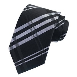 Men Black Grey Check White Designer Plaid Neck Tie Accessory Evening Dress Suit Necktie