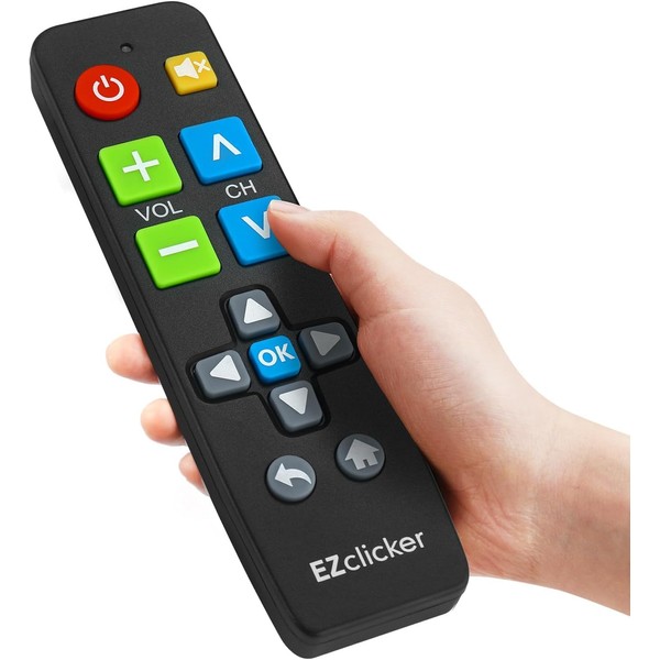 Big Button Universal TV Remote (Black) Simple Easy to Use,