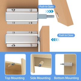 Mskilrh 6 Pack Push to Open Cabinet Hardware, Touch Latches for Cabinet Doors, Magnetic Cabinets Latch, Magnetic Push Latches for Cabinets to Open Latch，Silver