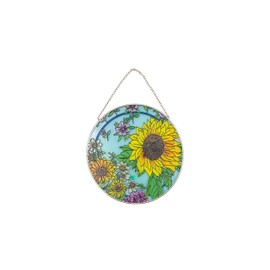 Bridgeton Hall Stained Glass Window Hanging Suncatcher - Sunflower Sun Catcher Large Circle 6.5 inches