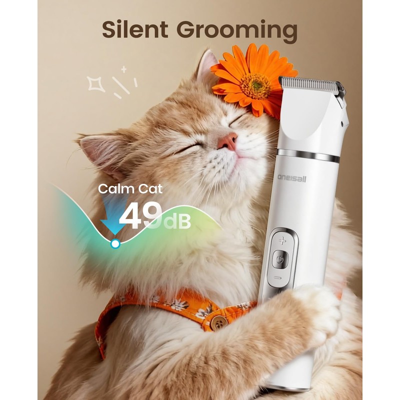 oneisall Quiet Cat Clippers for Matted Hair, 3 in 1