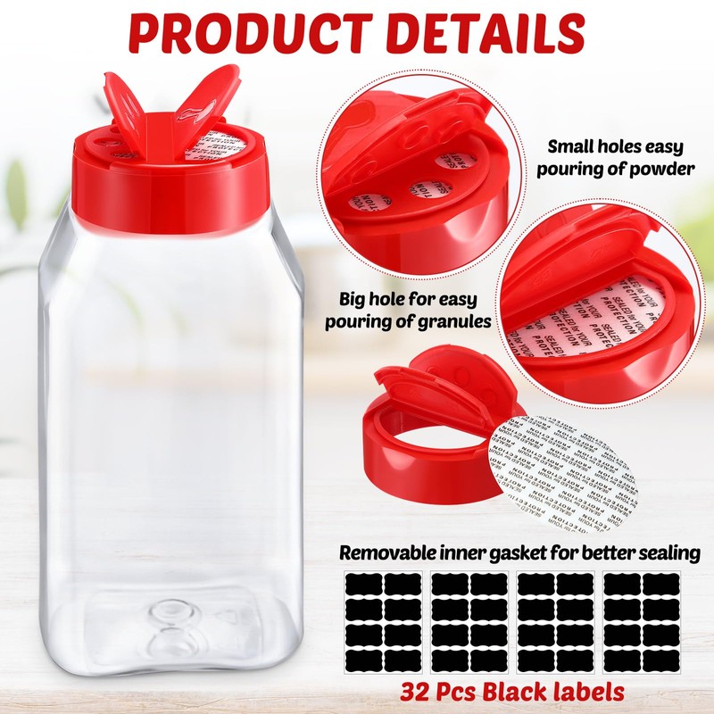 Mifoci 28 Pack 16 oz Plastic Spice Jars with Cap