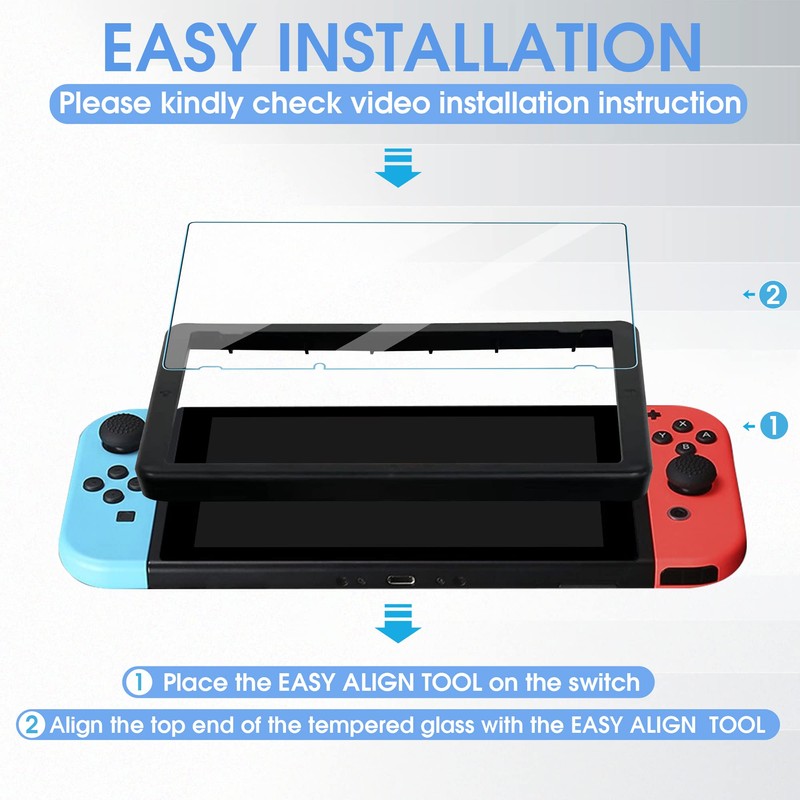 Arae Glass Film for Switch, Self-Adsorption, Bubble Proof, Shatterproof