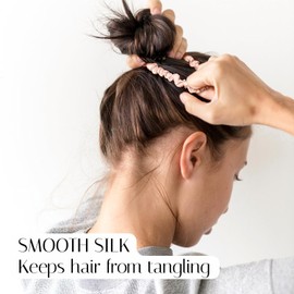 OLESILK Silk Hair Ties for Women: 100% Mulberry Skinny Silk Scrunchies, Soft Smooth No Damage No Crease for Thin Fine Curly Hair 3 Pack, Multi-2