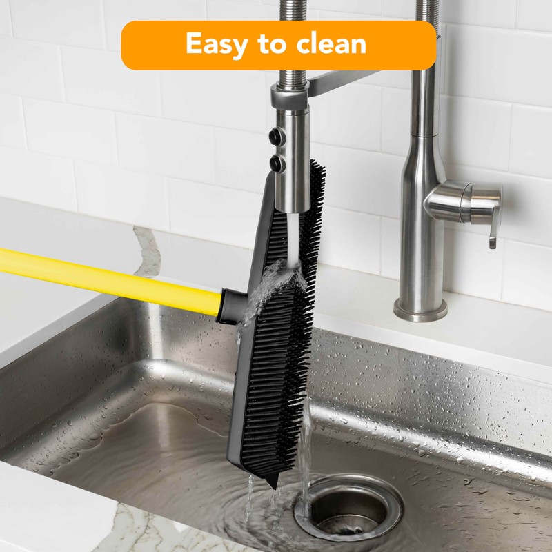 FURemover Sweep Pet Hair Rubber Broom with Squeegee and Attachable