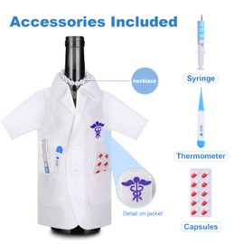 Geiserailie 3 Pieces White Coat Ceremony Gifts Wine Bottle Shirt Cover Bag Felt Wine Bag Nurses Gifts for Graduation Optometry Party Nurse Practitioner Gifts (Women)