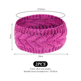 2 Piece Thermal Headband Set, Ear Warmers For Women, Thermal Headbands For Women, Knitted Headbands For Women, Head Warmers For Women