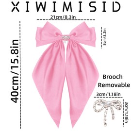 XIWIMISID Big Bow Hair Clips for Women And Girls Cute Hair Accessories Silky Satin Bows Barrettes Oversized Long Tail Ribbons Metal Hairpin 2pcs (black+pink)… (black+pink)