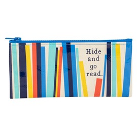 Blue Q Hide and Go Read Pencil Case Chunky Zipper, Sturdy and Easy-to-Wipe-Clean, 4.25" h x 8.5" w, Made from 95% Recycled Material.