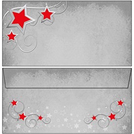 25 Envelopes Christmas Symphony of the Red Stars DIN Long without Window 61315